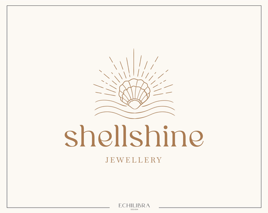 Pre-Made Shell Logo Design, Nautical Logo, Sun Rays, Waves Beach Coastal Boho