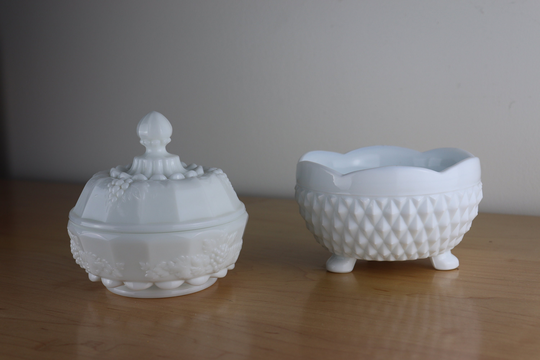 Your Choice Vintage White Milk Glass Compote Candy Jar