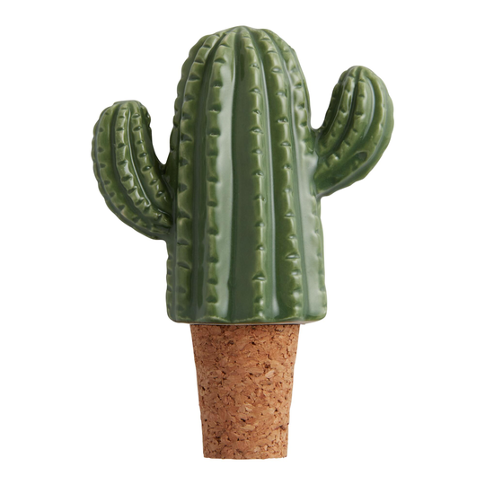 Green Ceramic Cactus Bottle Stopper Set of 2 by World Market
