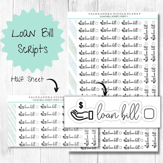 Loan Bill Script Stickers | Font 3