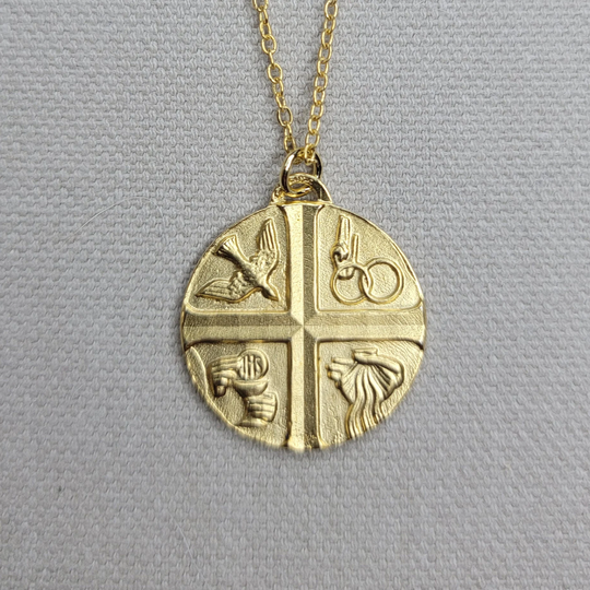 18K Gold Plated Dove & Communion Necklace