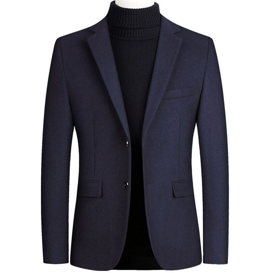 Fashion Mens Coats and Jackets Male One Piece Blazer Top Wool Blends Suit Men Jacket Spring Smart Casual Coat Solid Two Buttons - navy, xl - navy blue