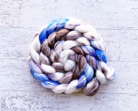 Hand Dyed Wool Roving, Merino/Bamboo/Silk Blend - #124