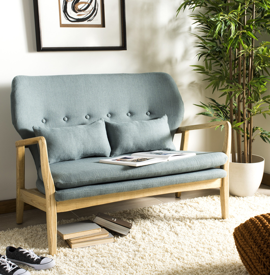 Safavieh Ellaria Scandinavian Blue/Natural Polyester/Blend Loveseat | LVS9500B