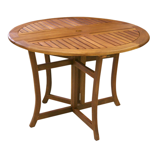 Round Eucalyptus Danner Folding Outdoor Patio Dining Table: Brown - Wood by World Market