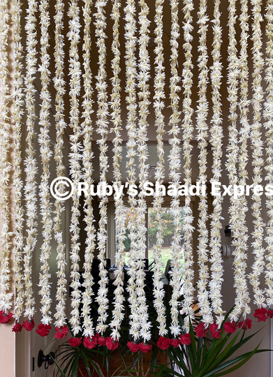 Beautiful Off White/White Paarda With Red Flower For Nikah Between Bride & Groom Can Be Use As Backdrop Or Any Decoration Party
