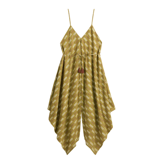 Mustard And White Dash Stripe Jumpsuit - Cotton - Small by World Market