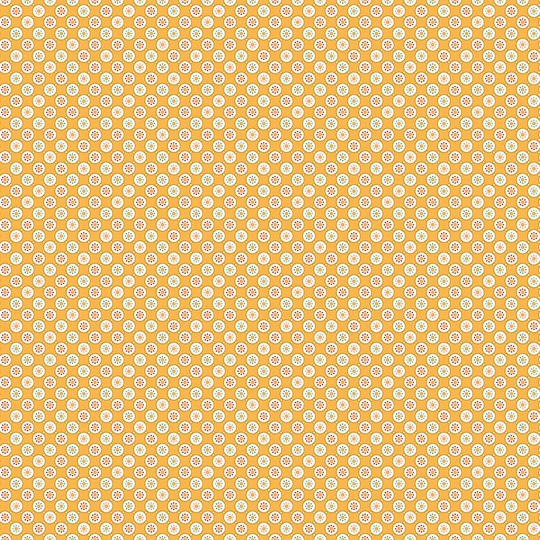 Lori Holt Cook Book Fabric By Riley Blake - Small Yellow & White Circle The 1/2 Yard Or Fat Quarter