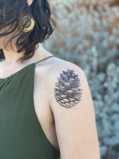 Pinecone Temporary Tattoo, Pine Tree Seed Pod, Nature Realistic Stocking Stuffer, Gift