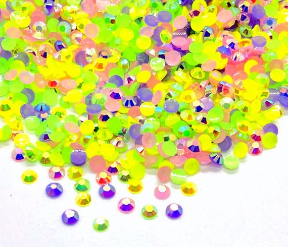 Easter Basket Blend Rhinestone Mix Choose Size | Quantity Flatback Jelly Resin Rhinestones Mix, Pretty Mix - Blue Pink Yellow Green