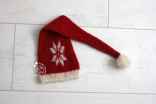 9-12 Months, Christmas Props, Santa Claus Hat, Christmas Hat, Red Hat, Pompom, Elf Hat, Photography Props, Photo Props, Alpaca, Silk, Knitted
