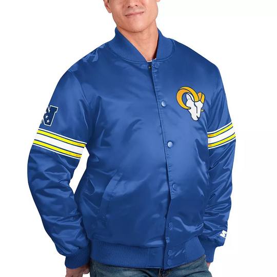 Men's Starter Royal Los Angeles Rams The Pick and Roll Full-Snap Jacket, Size: 2XL, Blue