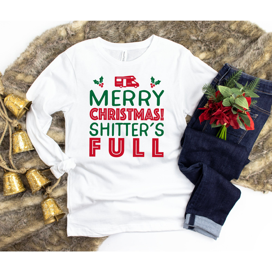 Christmas Vacation Long Sleeve Tshirt, Funny Holiday Pajamas, Griswold Tee, Shitter's Full Shirt, Matching Family Tees