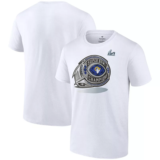 Men's Fanatics Branded White Los Angeles Rams Super Bowl LVI Champions Big & Tall Ring T-Shirt, Size: XLT