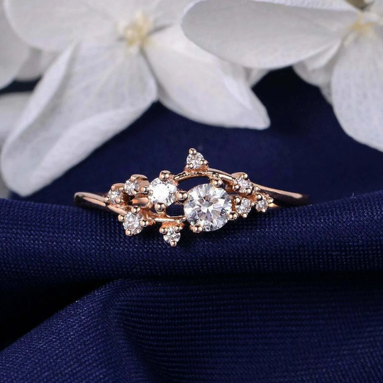 1.00Ct Round Cut Diamond Women's Engagement Wedding Ring 14K Rose Gold Finish, 925 Sterling Silver Simulated Promise