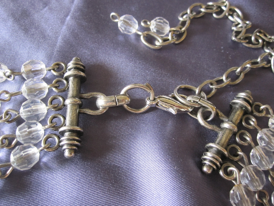 5 Strand White Crystal Necklace 28 Inch