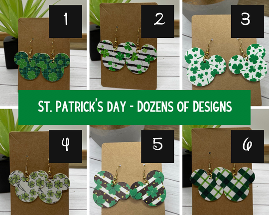 st. Patrick's Day Mouse Faux Leather Earrings | Ears