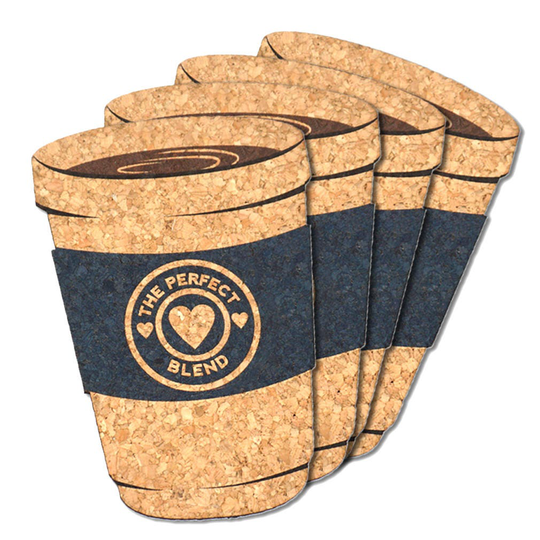 Wedding Favor Coasters, "The Perfect Blend" Coffee Cup Cork Coaster - Set Of 4