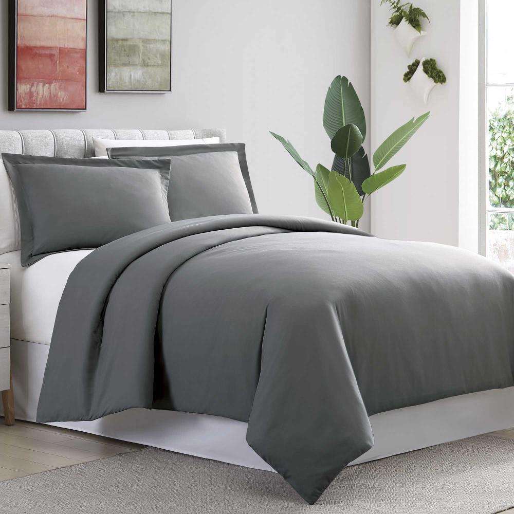 Amrapur Overseas Ultra Plush Solid Duvet Charcoal Multi Reversible King Duvet (Blend with Polyester Fill) | 3D100MFE-CHA-KG
