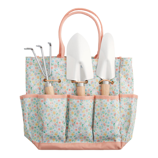 Ditsy Daisy Gardening Tote with Tools 5 Piece Set: Multi - Polyester by World Market