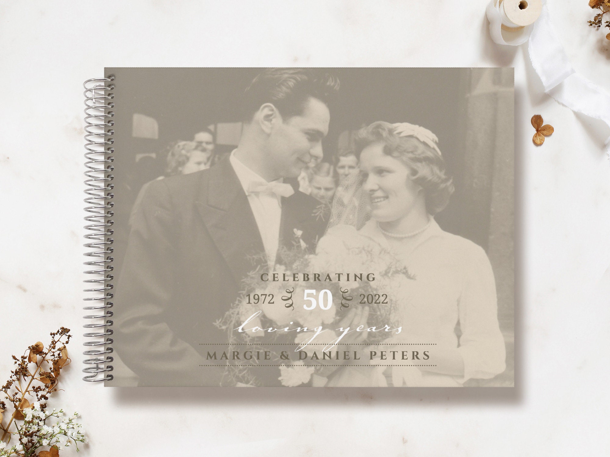 Anniversary Guest Book | Guestbook Custom Registry Vintage Flashback