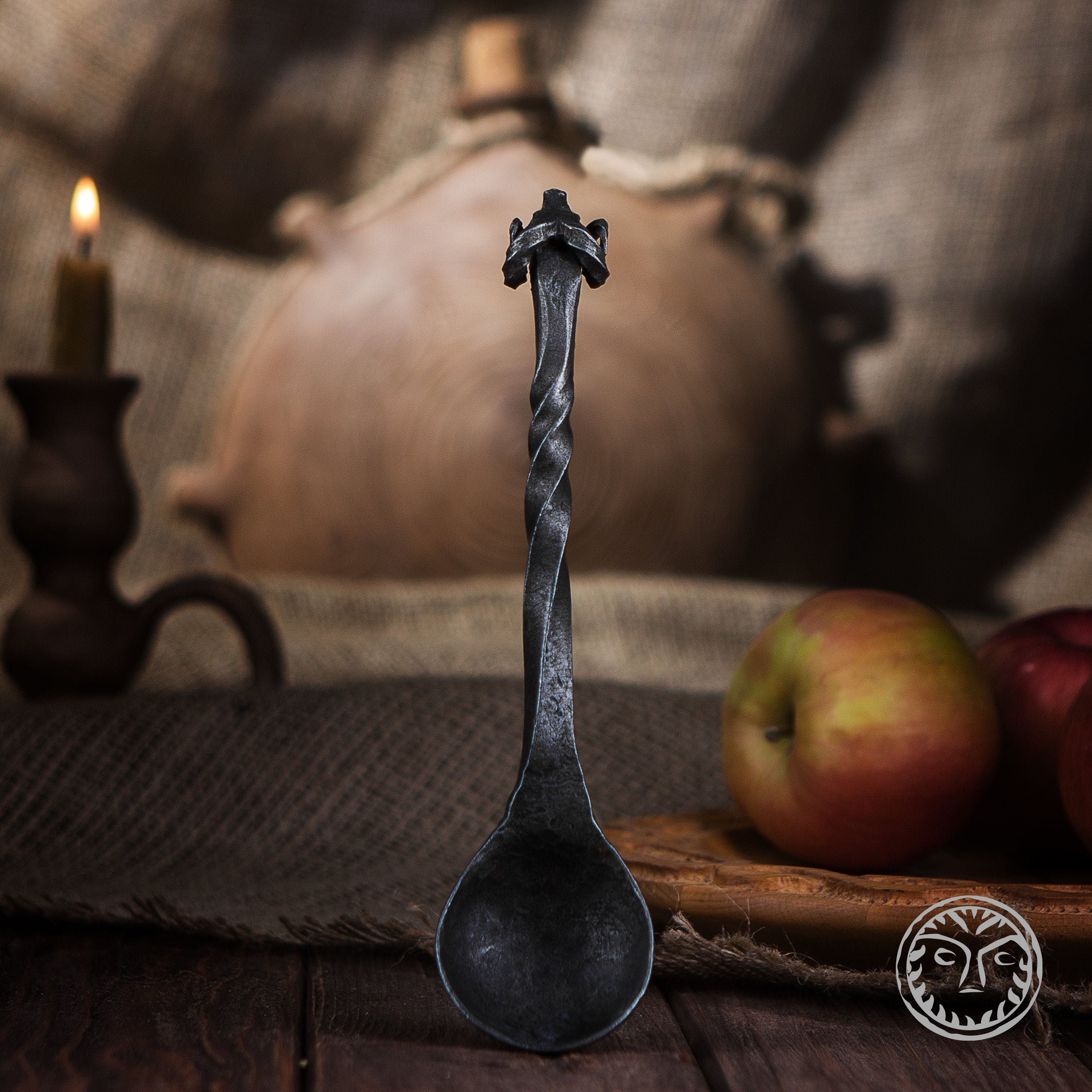 Rustic Spoon, Ram Head, Accessories, Kitchen, Medieval Cutlery, Viking, Reenactment, Sca, Larp, Replica, Spoon