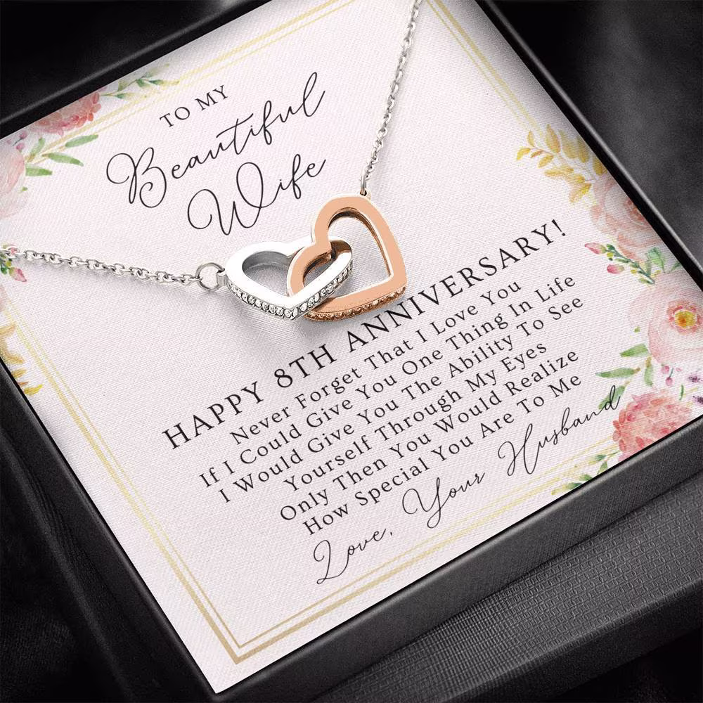 8Th Anniversary Gift For Wife, 8 Year Wedding Necklace Her, Ideas