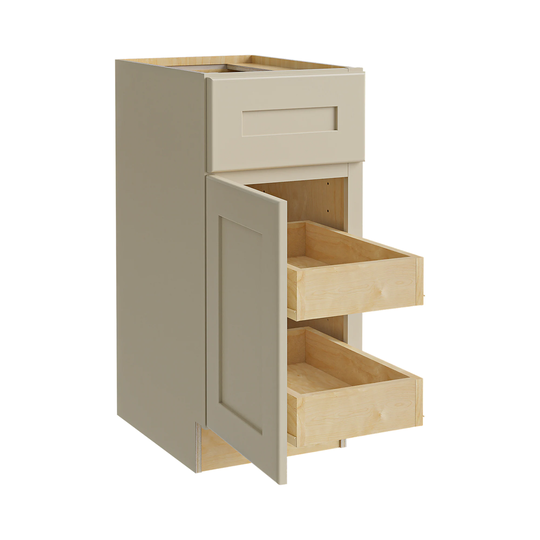 Luxxe Cabinetry Norfolk 12-in W x 34.5-in H x 24-in D Blended Cream Painted Door and Drawer Base Fully Assembled Semi-custom Cabinet Shaker Door