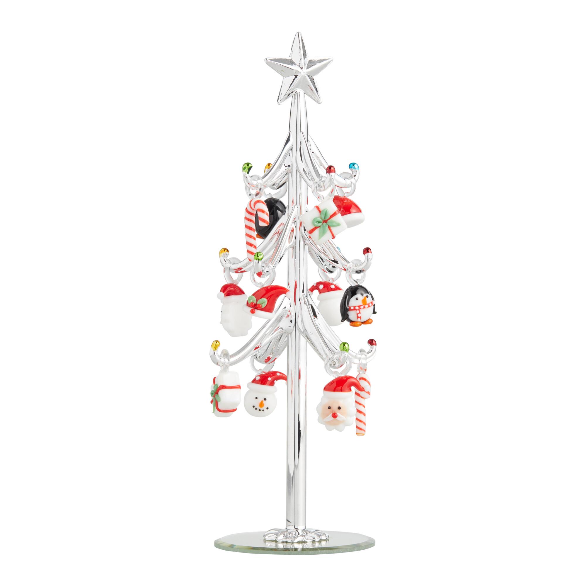 Pier Place Silver Glass Tabletop Ornament Tree Set: Multi by World Market