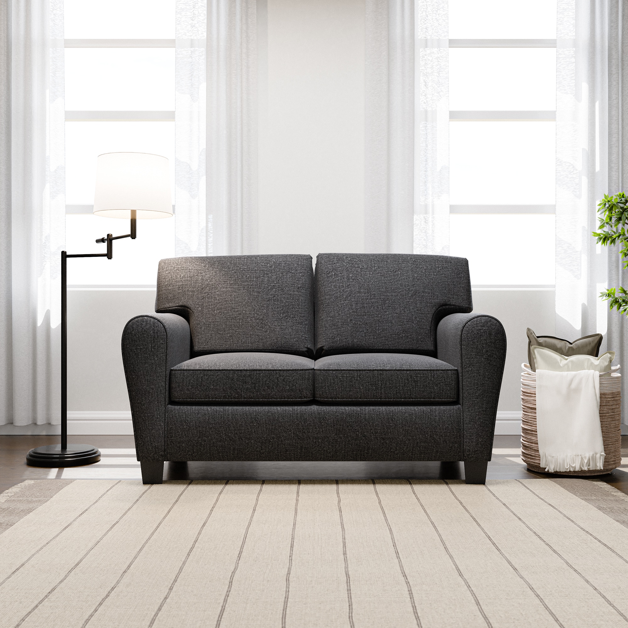 Brookside Abby Casual Charcoal Polyester/Blend Loveseat in Gray | BS0004LVS00CH