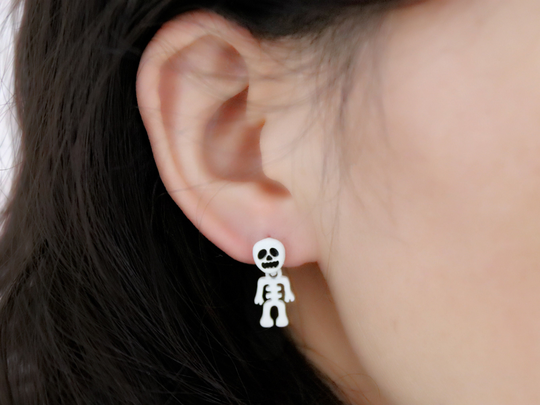 1 Pair Sterling Silver Post Skeleton Earrings