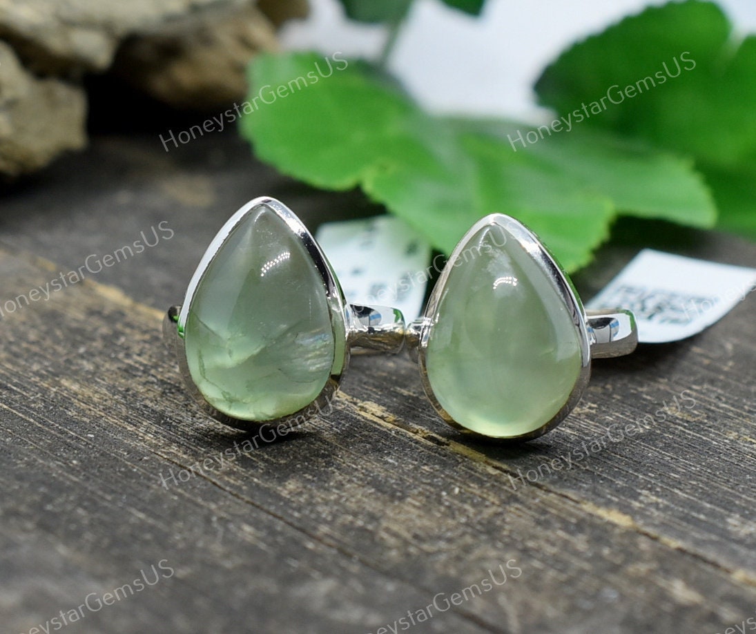 Prehnite Ring 8 & 7.5 Us Silver Ring, Fine Jewelry, Statement Gift For Mother, Rings For Women, Costume Jewelry #ia 18/19 Jade