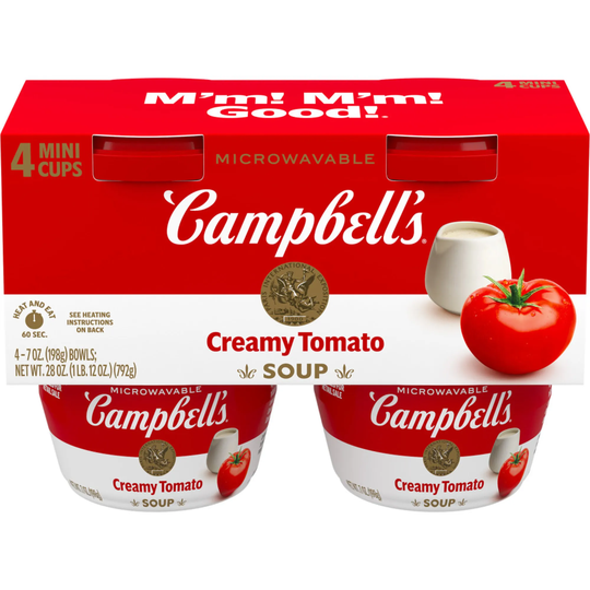 Campbell's Creamy Tomato Soup Microwavable Cup - 7 oz, 4 pack