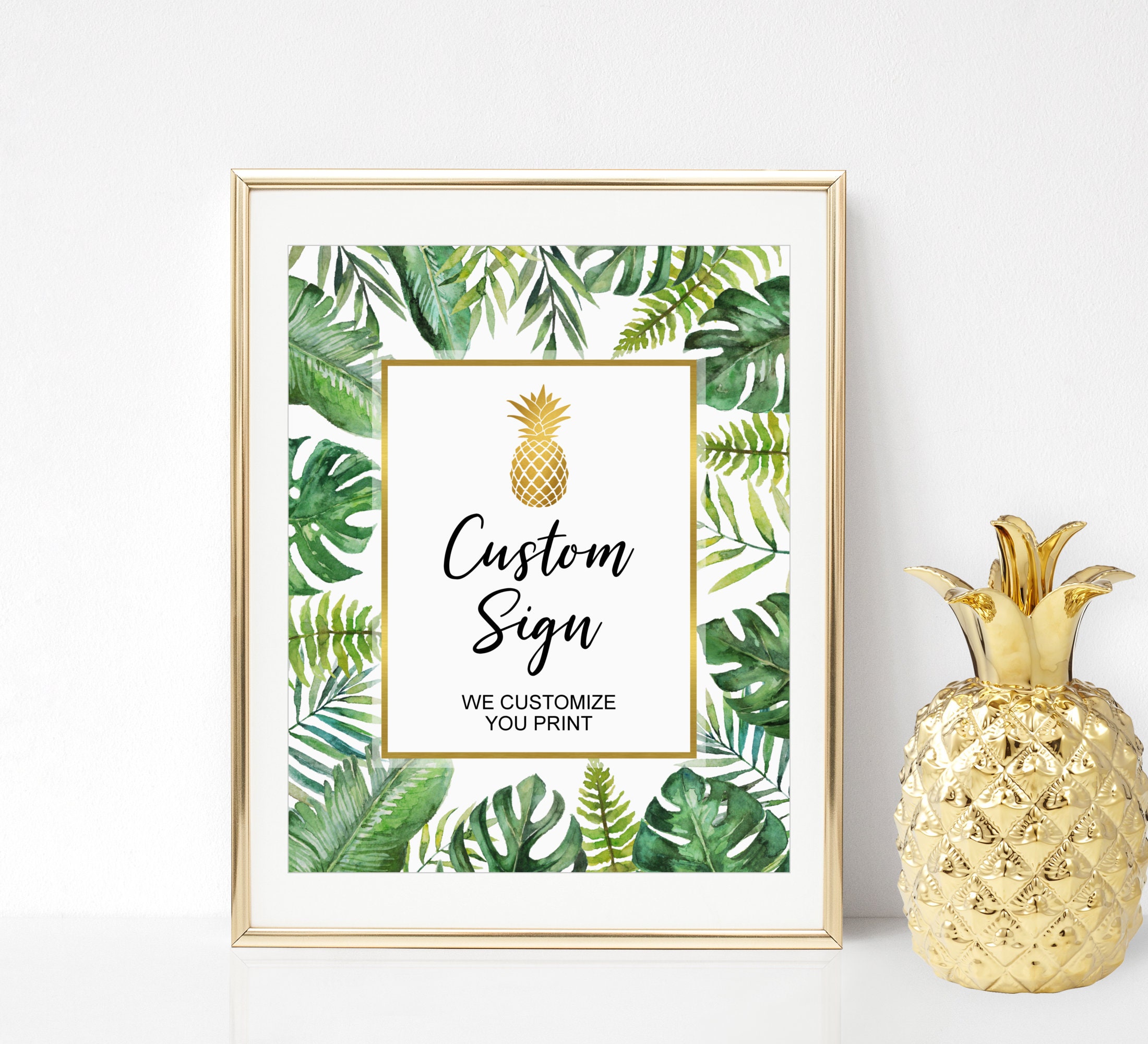 Luau Party Custom Sign Tropical Palm Leaves Table Printable Hawaiian Decorations Digital File A85 B82 C85 W13