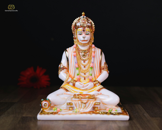 Hanuman Statue | Lord God Of Strength Sitting Meditating Devotee Lord Rama 20 cm Victory