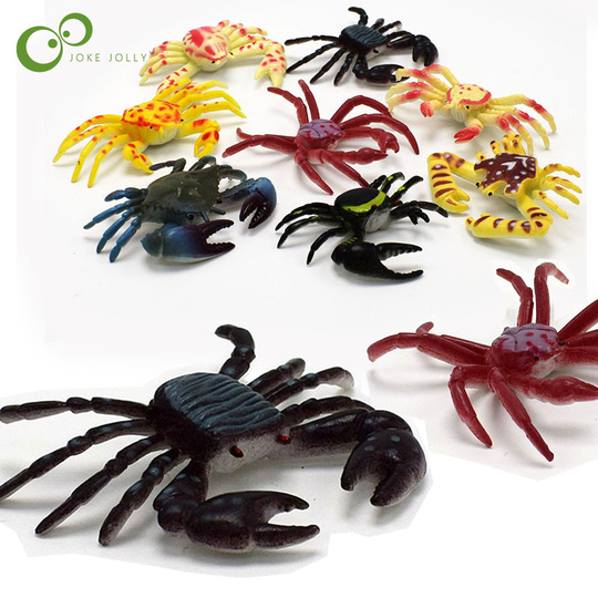 8pcs/set Simulation Animals Seafood Model Plastic Crab Toy Sea Life Action Figures Collection Boys Gift The Underwater World WYQ
