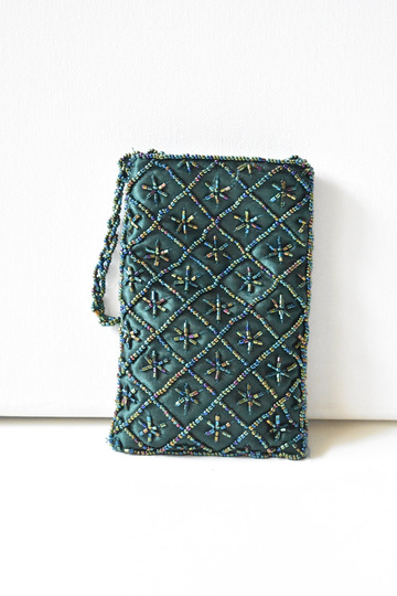 Vintage Small Purse Beaded Green