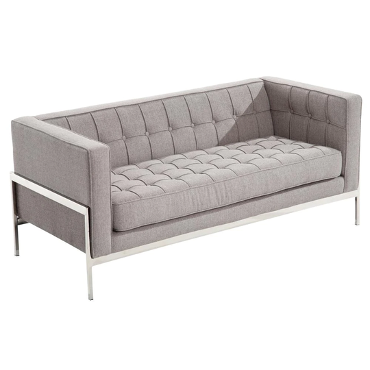 Armen Living Andre Modern Gray Polyester/Blend Loveseat Stainless Steel | LCAN2GR