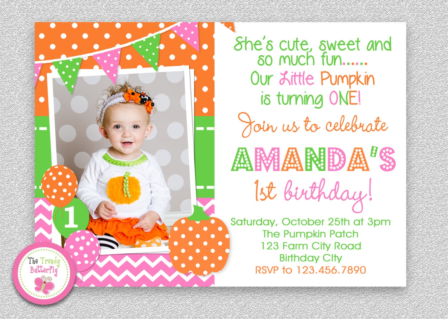 Pumpkin Birthday Invitation - Printable Party
