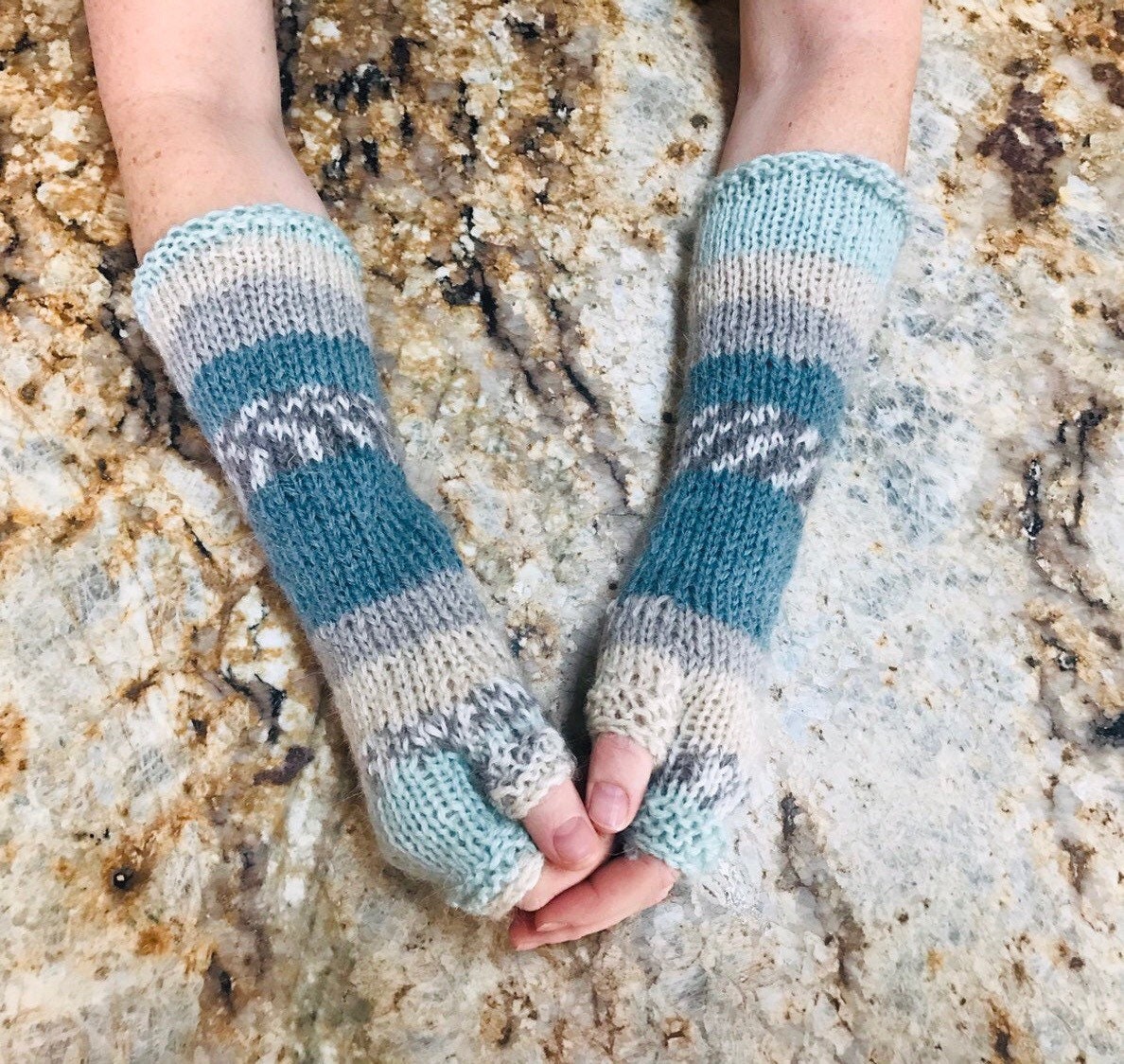 Alpaca Blend Knit Arm Warmers, Fingerless Gloves, Boho Hand Knit Armwarmers