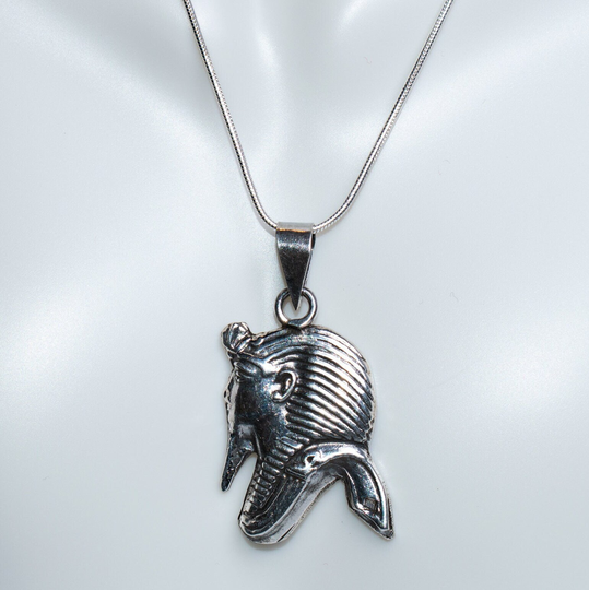 Solid Egyptian Sterling Silver 925 King Tut's Profile Crown Tutankhamun Pendant Only