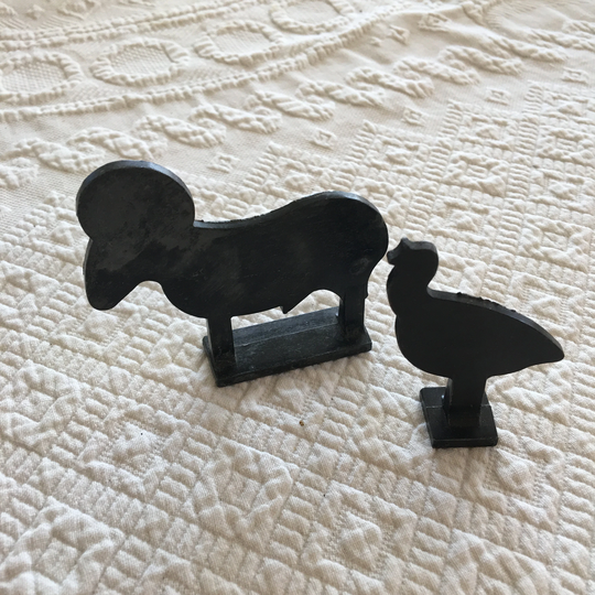Vintage Iron Cut Out Animals. Black Metal Ram & Turkey Silhouette Cutouts. Great To Sit On A Window Ledge
