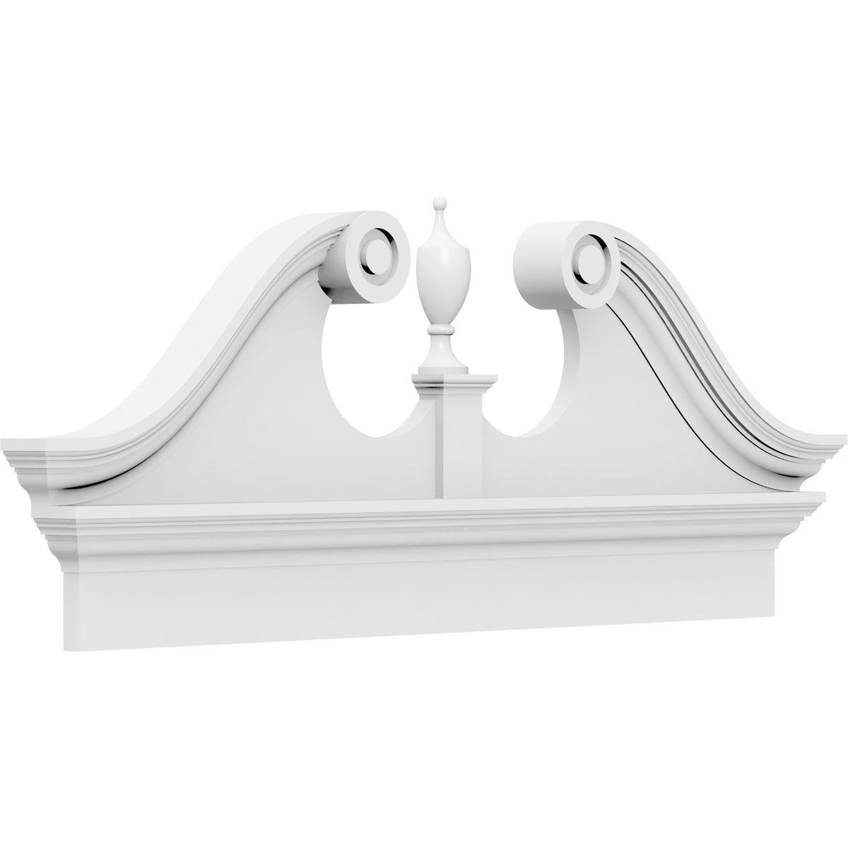 Ekena Millwork Rams Head 5-ft 10-in x 24-3/8-in Unfinished PVC Pediment Entry Door Casing Accent in White | PEDPC070X245RHP00