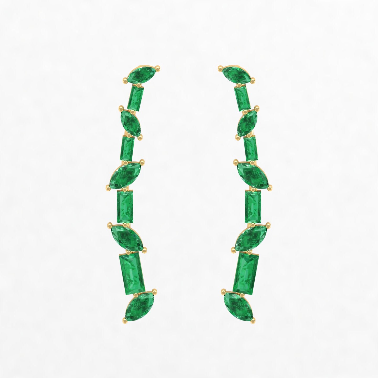 Emerald Tragus Earring, 14K Earrings For Women, Marquise Piercing, Ear Crawler, Climbers