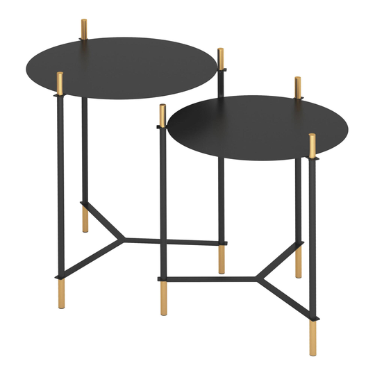 Round Black and Gold Buena Vista Accent Tables Set Of 2: Black/Gold by World Market