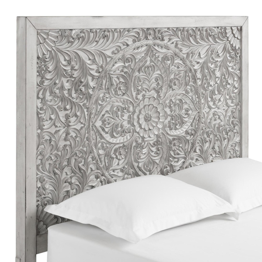 Gray Carved Mahogany Medallion Verena Headboard - Wood by World Market