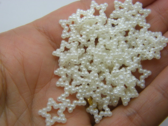 100 Star Ring Bead Pearl Creamy White Plastic Ab609