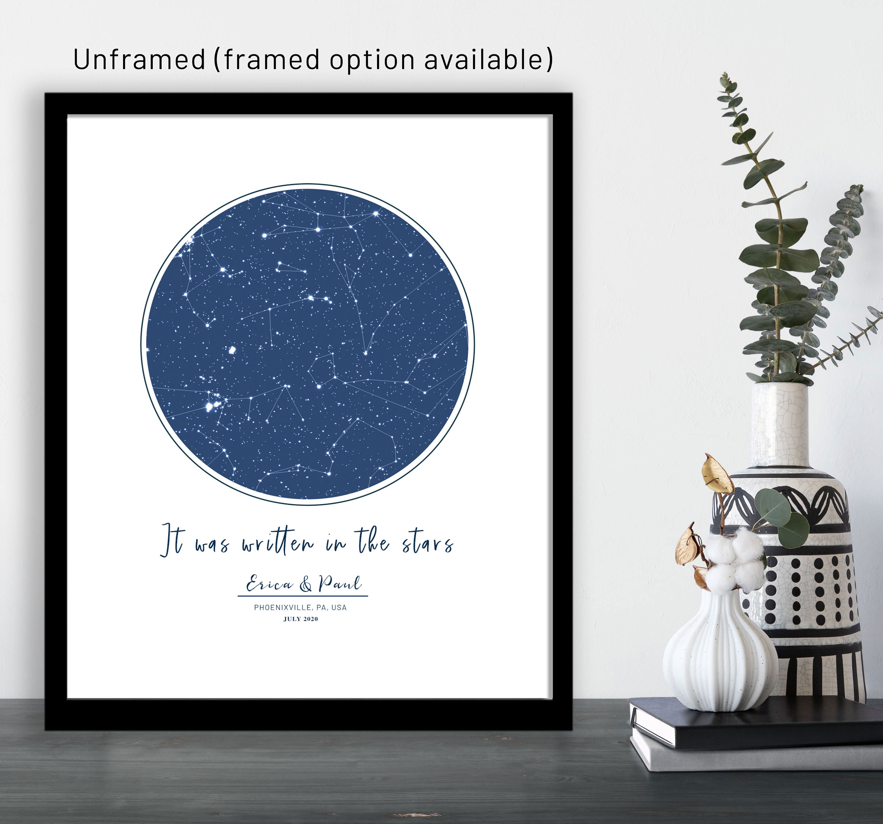 Anniversary Gifts For Men, Star Map Digital, Custom Map, Print, Paper Gift Him, Night Sky Print