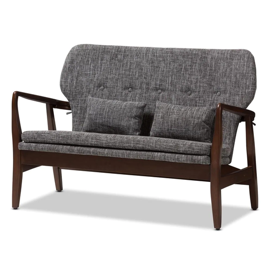 Baxton Studio Rundell Midcentury Grey Polyester/Blend Loveseat in Gray | 143-7959-LW