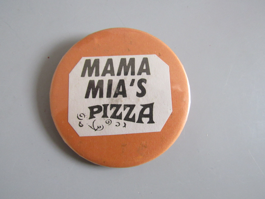Vintage Mama Mia's Pizza Pinback Button Free Shipping